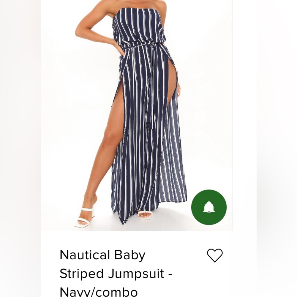 Fashion Nova Off Shoulder Nautical Baby Striped Jumpsuit